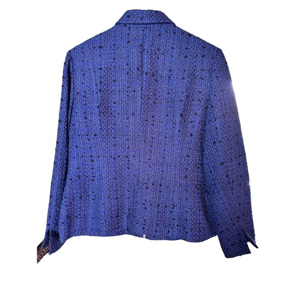 Coldwater Creek Women's Blue Tweed Jacket Size 10P Career, Work Full Zip Front - Picture 4 of 7